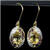 Image 1 : PAIR OF 14KT GOLD O/ STERLING CITRINE & AMETHYST EARRINGS