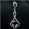 Image 1 : WHITE GOLD O/ STERLING AMETHYST & SAPPHIRE PENDANT