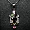 Image 1 : STERLING SILVER FANCY COLOR TOURMALINE PENDANT WITH CHAIN