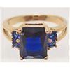 Image 1 : 18K GOLD FILLED SAPPHIRE & CZECH CRYSTAL RING - SZ. 7