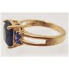 Image 2 : 18K GOLD FILLED SAPPHIRE & CZECH CRYSTAL RING - SZ. 7