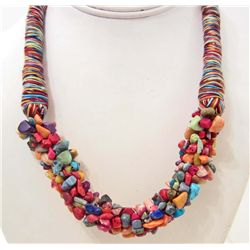 MULTI-COLOR BOHEMIAN CHIPS ESTATE JEWELRY NECKLACE