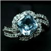 Image 1 : WHITE GOLD OVER STERLING SILVER BLUE TOPAZ RING - SZ 7