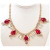 Image 1 : RED RHINESTONE WATER DROPLETS ESTATE JEWELRY NECKLACE