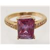 Image 1 : 18K GOLD FILLED AMETHYST & CZECH CRYSTAL RING - SZ. 7