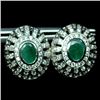 Image 1 : WHITE GOLD OVER STERLING SILVER EMERALD EARRINGS