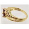 Image 2 : 18K GOLD FILLED RED GARNET & CZECH CRYSTAL RING - SZ. 8