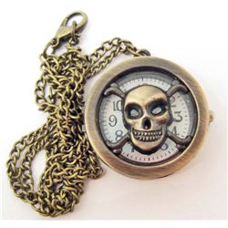 SKULL & CROSSBONES POCKET WATCH WITH CHAIN