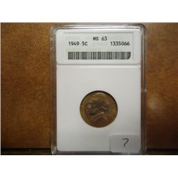 1949 JEFFERSON NICKEL ANACS MS63