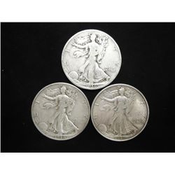 1936,38 & 39 WALKING LIBERTY HALF DOLLARS