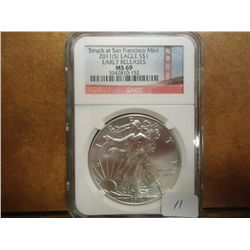 2011-S AMERICAN SILVER EAGLE NGC MS69