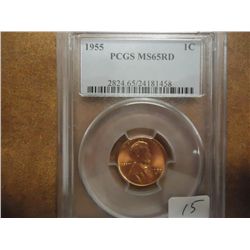 1955 LINCOLN CENT PCGS MS65 RD