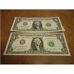 2-2003-A $1 FRN'S LOW CONSECUTIVE SERIAL 'S (UNC)