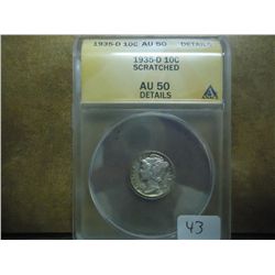 1935-D MERCURY DIME ANACS AU50 DETAILS