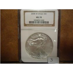 2008-W AMERICAN SILVER EAGLE NGC MS70