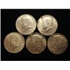 Image 1 : 5 ASSORTED 40% SILVER KENNEDY HALF DOLLARS