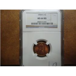 1954-S LINCOLN CENT NGC MS66RD