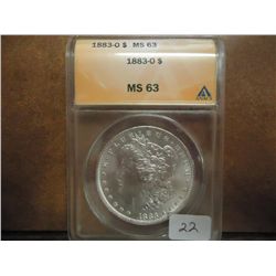 1883-O MORGAN SILVER DOLLAR ANACS MS63