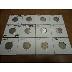 1900,01,02,03,04,05,06,07,08,10,11 & 12 "V'' NICKS