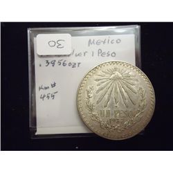 1932-M MEXICO SILVER CAP & RAYS PESO.3856 OZ. ASW