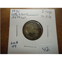 1931 IRAQ SILVER 20 PHILS