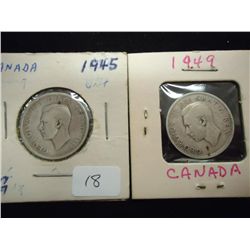 1945 & 1949 SILVER 25 CENTS