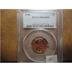 1958 LINCOLN CENT PCGS PR66 RD