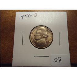 1950-D JEFFERSON NICKEL KEY DATE UNC