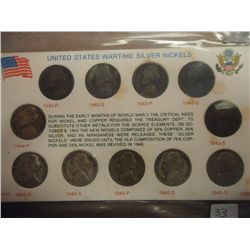 1942-45 35% SILVER JEFFERSON WAR NICKEL SET