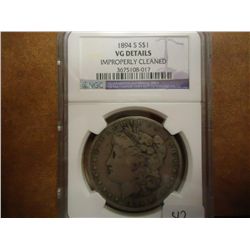 1894-S MORGAN SILVER DOLLAR NGC  VG DETAILS