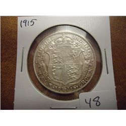 1915 GREAT BRITAIN SILVER HALF CROWN .4204 OZ. ASW