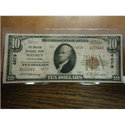 1929 TYPE II $10 NATIONAL CURRENCY WARREN NATIONAL