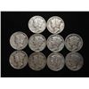 Image 1 : 10 ASSORTED 1940'S MERCURY DIMES