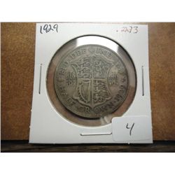 1929 GREAT BRITAIN SILVER HALF CROWN .2273  OZ.ASW
