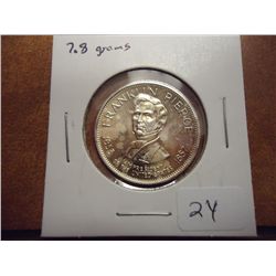 7.8 GRAM STERLING SILVER MEDAL FRANKLIN PIERCE