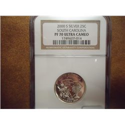 2000-S SILVER SOUTH CAROLINA QUARTER NGC PF70