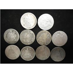 10 ASSORTED 1880'S SEATED LIBERTY DIMES