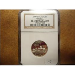 2000-S SILVER VIRGINIA QUARTER NGC PF69 ULTRA CAM