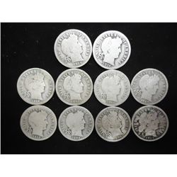 10 ASSORTED BARBER DIMES