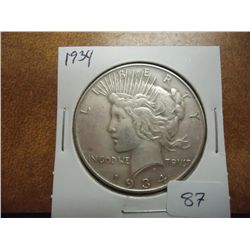 1934 PEACE SILVER DOLLAR