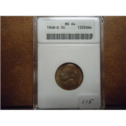 1948-D JEFFERSON NICKEL ANACS MS64