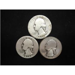 1936 P/D/S WASHINGTON SILVER QUARTERS