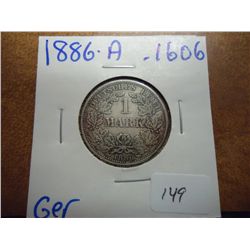 1886-A GERMAN SILVER MARK .1606 OZ. ASW