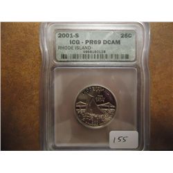 2001-S RHODE ISLAND QUARTER ICG PR69 DCAM