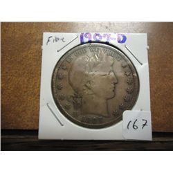 1907-D BARBER HALF DOLLAR (FINE)
