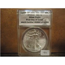 2013 AMERICAN SILVER EAGLE ANACS MS70