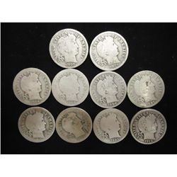 10 ASSORTED BARBER DIMES