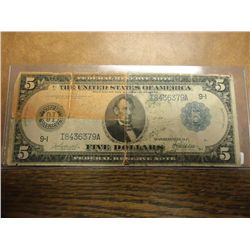 1914 LARGE SIZE $5 FRN