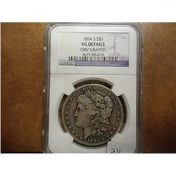 1894-S MORGAN SILVER DOLLAR NGC VERY GOOD DETAILS