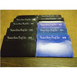 1970'S DECADE RUN OF US PROOF SETS WITH BOXES